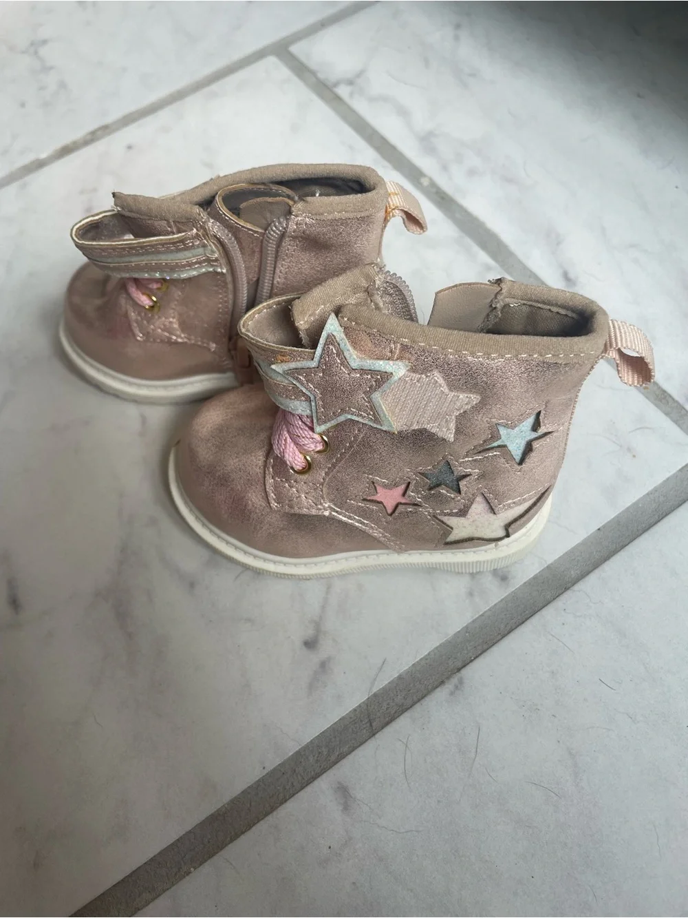 wonder nation Pink Star Accent Toddler Boots
